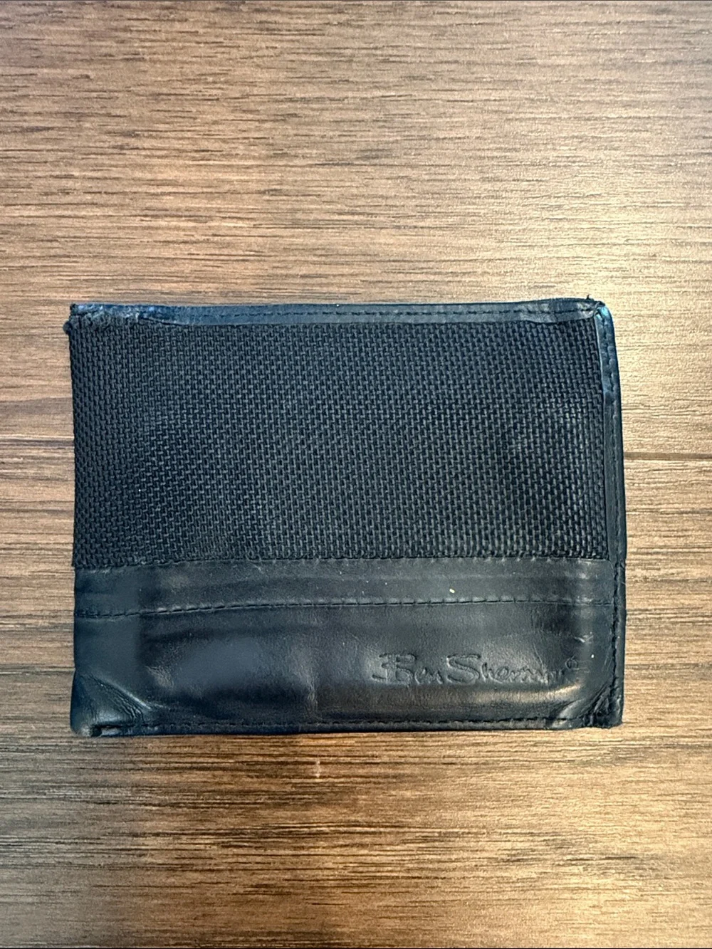 Ben Sherman Black Textured Bifold Wallet with Leather Trim - P1-2